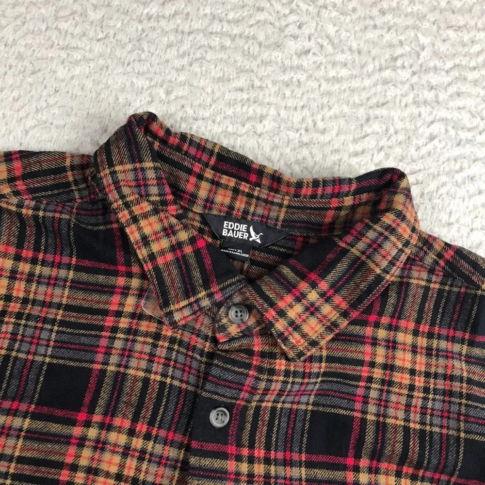 Eddie‎ Bauer Long Sleeve Flannel Shirt Mens XL Night Sky Ohio Plaid Cotton NWT